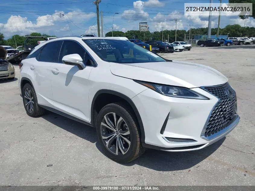 2021 Lexus Rx 350 VIN: 2T2HZMDA5MC262316 Lot: 39979100