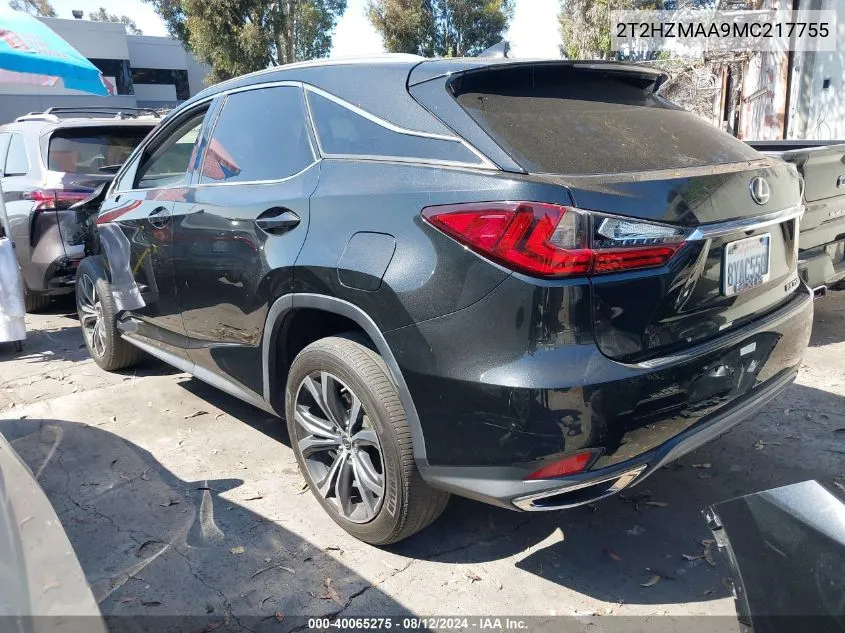 2021 Lexus Rx 350 VIN: 2T2HZMAA9MC217755 Lot: 40065275