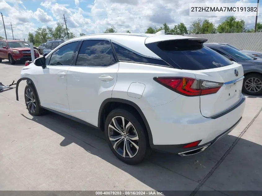 2021 Lexus Rx 350 VIN: 2T2HZMAA7MC191382 Lot: 40079203