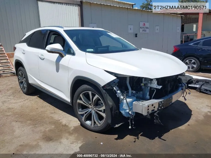 2021 Lexus Rx 350 VIN: 2T2HZMAA5MC190571 Lot: 40090732