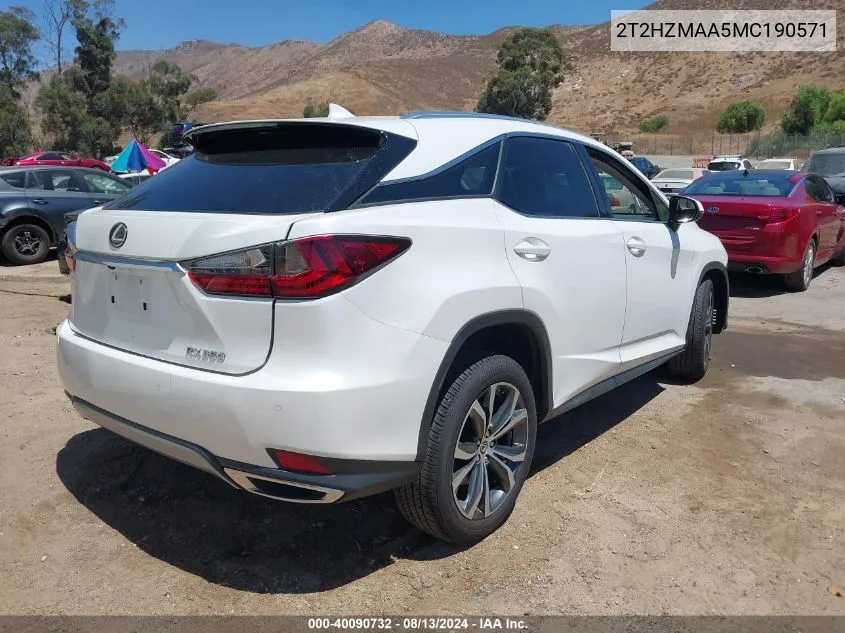 2021 Lexus Rx 350 VIN: 2T2HZMAA5MC190571 Lot: 40090732