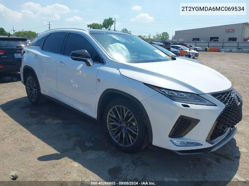 2021 Lexus Rx 450H F Sport Handling VIN: 2T2YGMDA6MC069534 Lot: 40265603