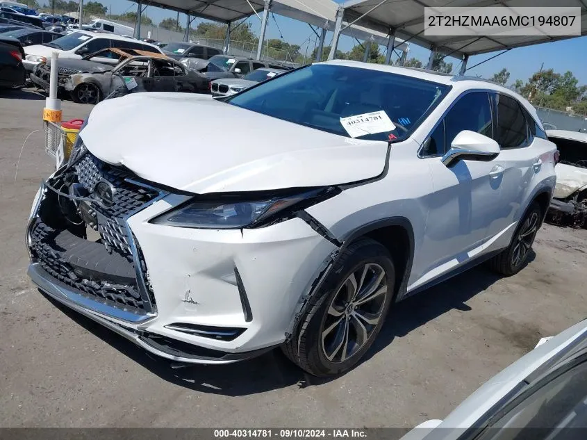 2T2HZMAA6MC194807 2021 Lexus Rx 350