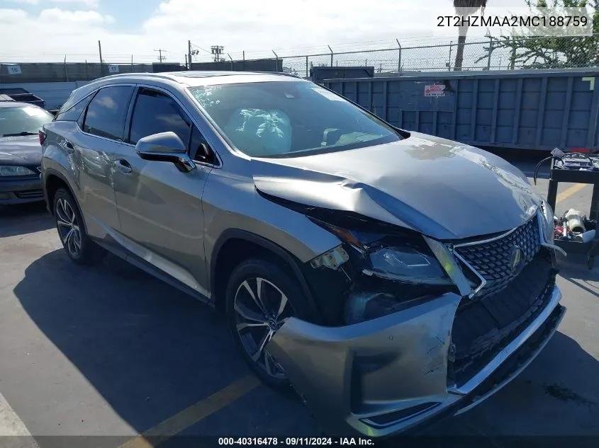 2021 Lexus Rx 350 VIN: 2T2HZMAA2MC188759 Lot: 40316478