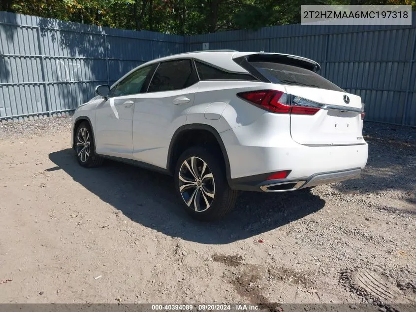 2021 Lexus Rx 350 VIN: 2T2HZMAA6MC197318 Lot: 40394089