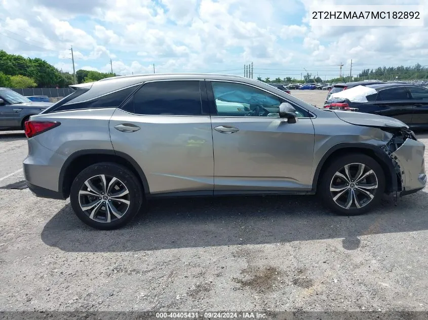 2021 Lexus Rx 350 VIN: 2T2HZMAA7MC182892 Lot: 40405431