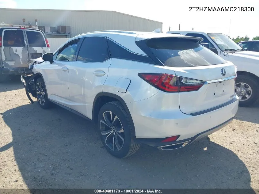 2021 Lexus Rx 350 VIN: 2T2HZMAA6MC218300 Lot: 40481173