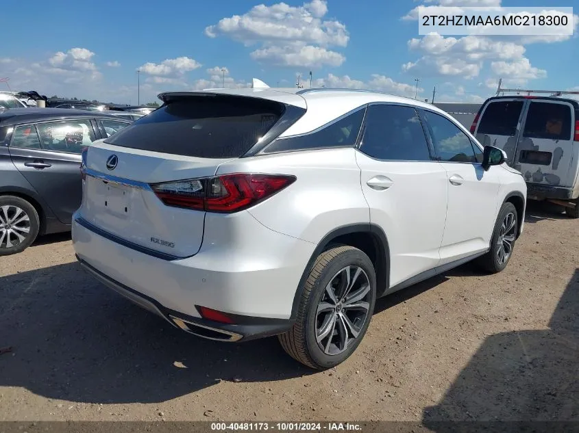 2021 Lexus Rx 350 VIN: 2T2HZMAA6MC218300 Lot: 40481173