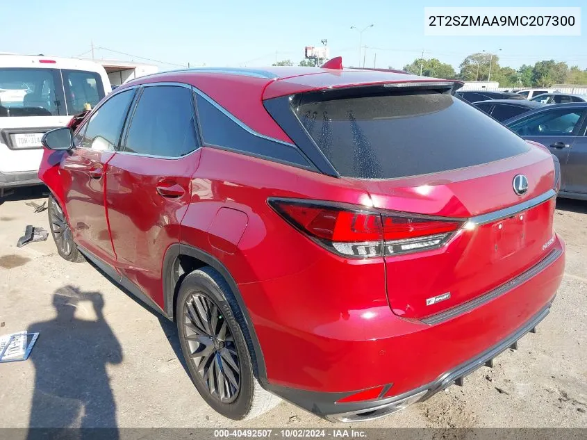 2021 Lexus Rx 350 F Sport Appearance VIN: 2T2SZMAA9MC207300 Lot: 40492507