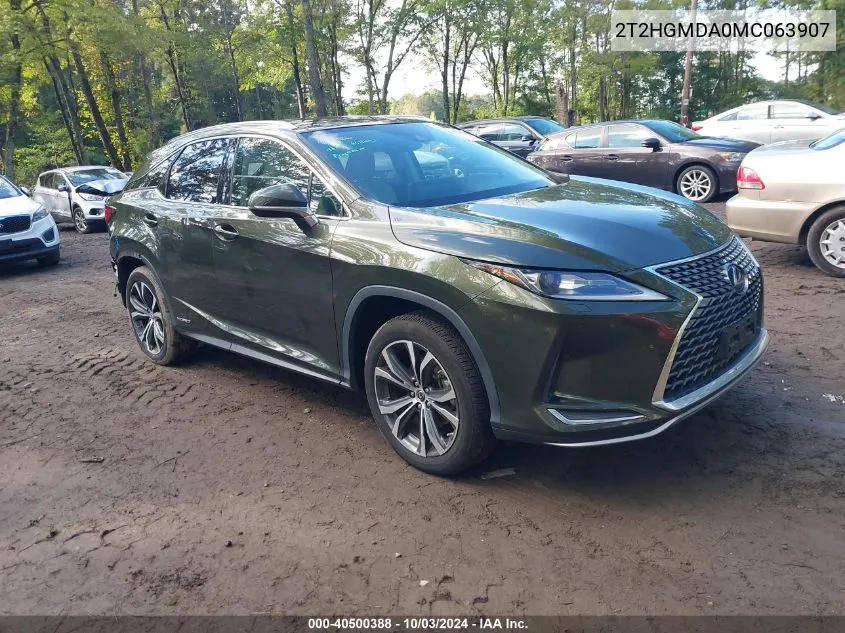 2021 Lexus Rx 450H VIN: 2T2HGMDA0MC063907 Lot: 40500388