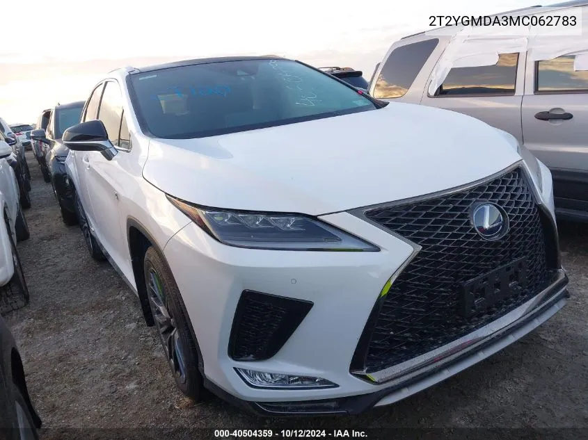 2021 Lexus Rx 450H F Sport Handling VIN: 2T2YGMDA3MC062783 Lot: 40504359