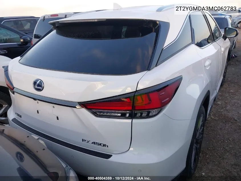 2021 Lexus Rx 450H F Sport Handling VIN: 2T2YGMDA3MC062783 Lot: 40504359