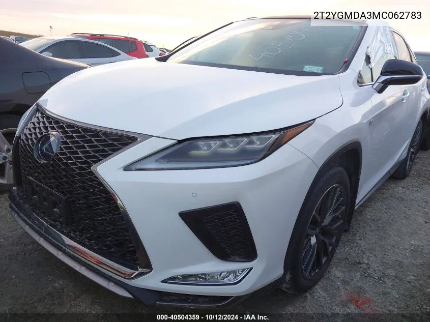 2021 Lexus Rx 450H F Sport Handling VIN: 2T2YGMDA3MC062783 Lot: 40504359