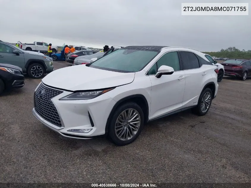 2021 Lexus Rx 450H VIN: 2T2JGMDA8MC071755 Lot: 40538666