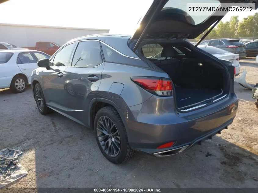 2021 Lexus Rx 350 F Sport Handling VIN: 2T2YZMDA6MC269212 Lot: 40541194