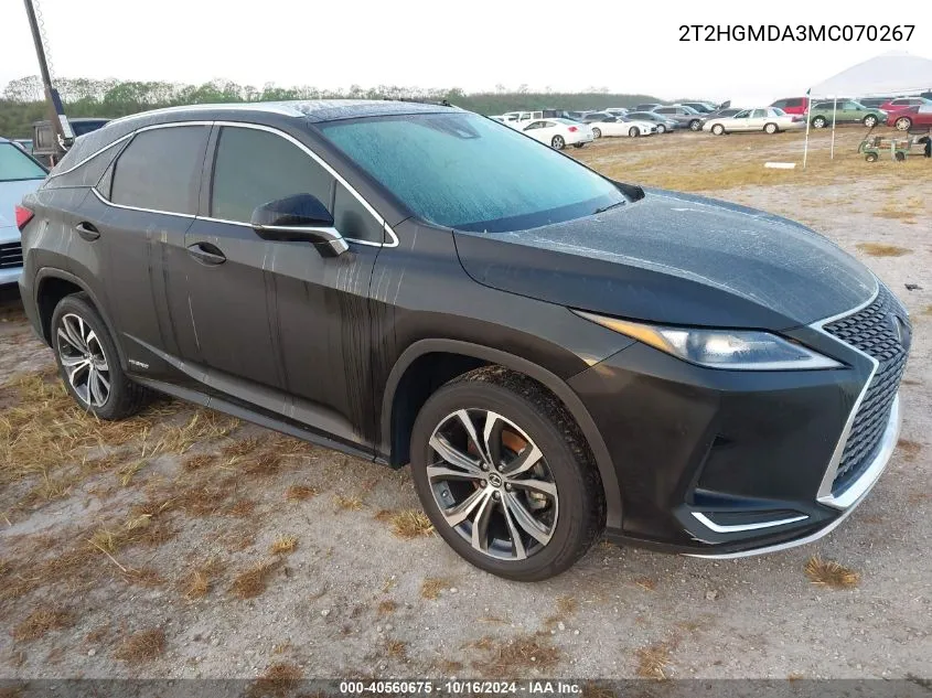 2021 Lexus Rx 450H VIN: 2T2HGMDA3MC070267 Lot: 40560675