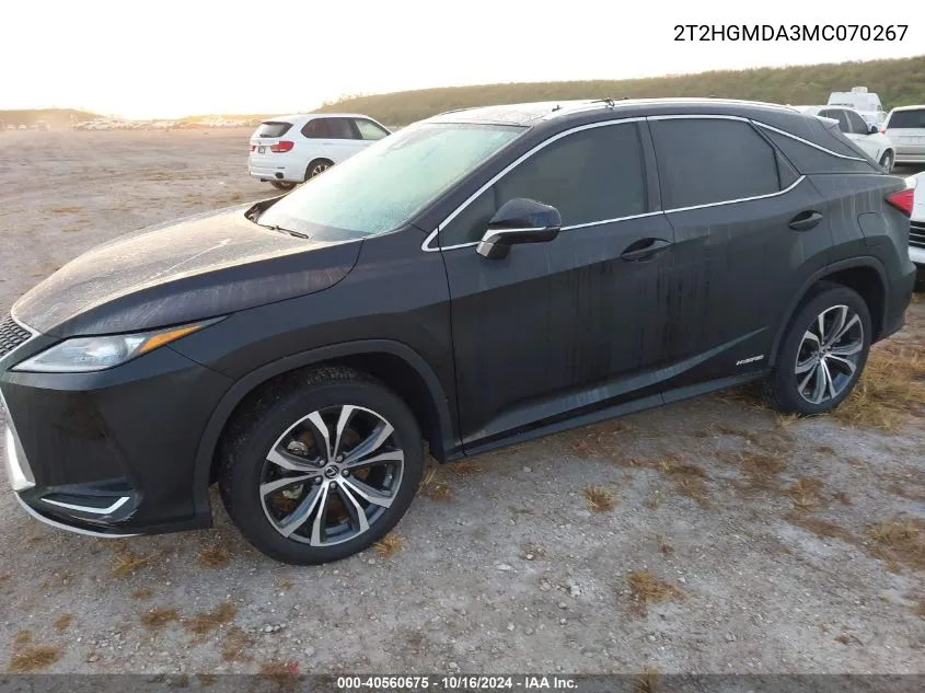 2021 Lexus Rx 450H VIN: 2T2HGMDA3MC070267 Lot: 40560675