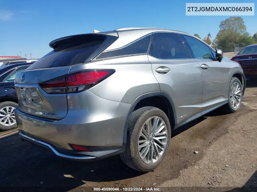 2021 Lexus Rx 450H VIN: 2T2JGMDAXMC066394 Lot: 40590046