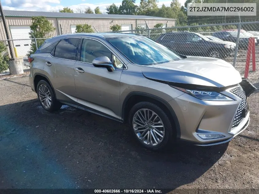 2021 Lexus Rx 350 VIN: 2T2JZMDA7MC296002 Lot: 40602666