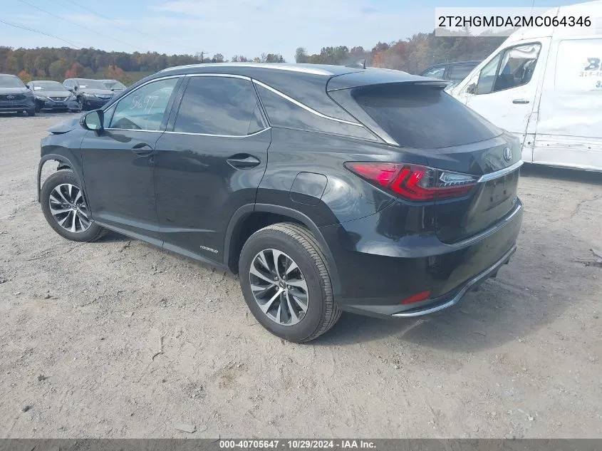 2021 Lexus Rx 450H VIN: 2T2HGMDA2MC064346 Lot: 40705647