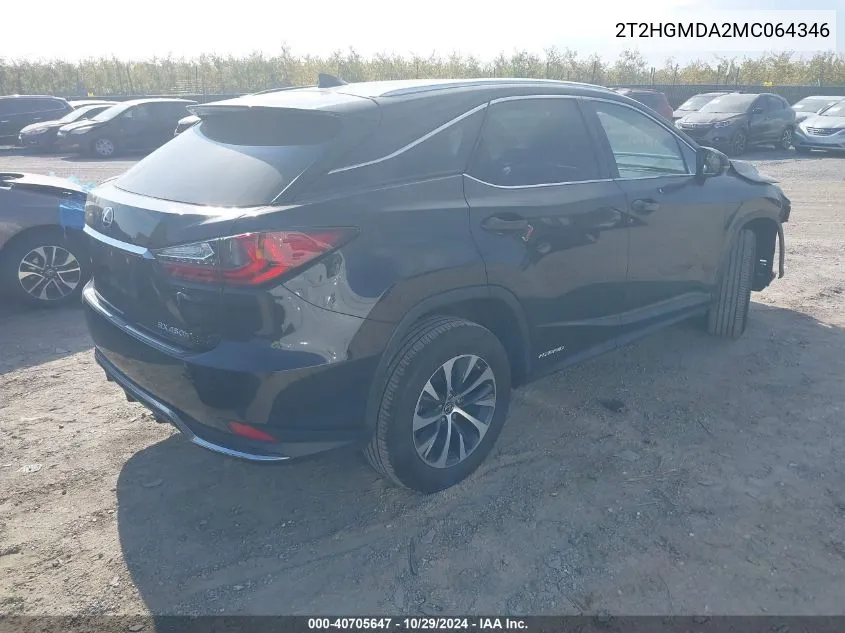 2021 Lexus Rx 450H VIN: 2T2HGMDA2MC064346 Lot: 40705647