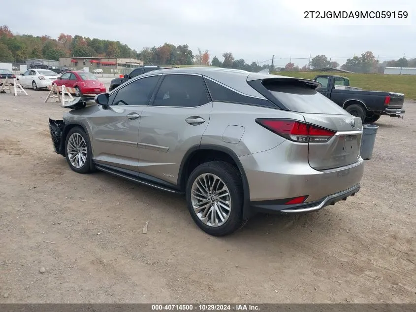 2021 Lexus Rx 450H VIN: 2T2JGMDA9MC059159 Lot: 40714500