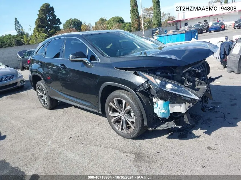 2021 Lexus Rx 350 VIN: 2T2HZMAA8MC194808 Lot: 40716934