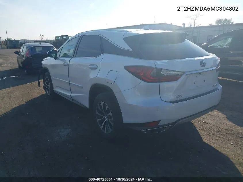 2021 Lexus Rx 350 VIN: 2T2HZMDA6MC304802 Lot: 40725051