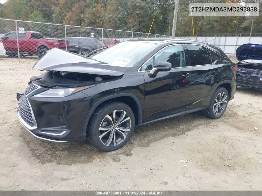 2021 Lexus Rx 350 VIN: 2T2HZMDA3MC293838 Lot: 40738001