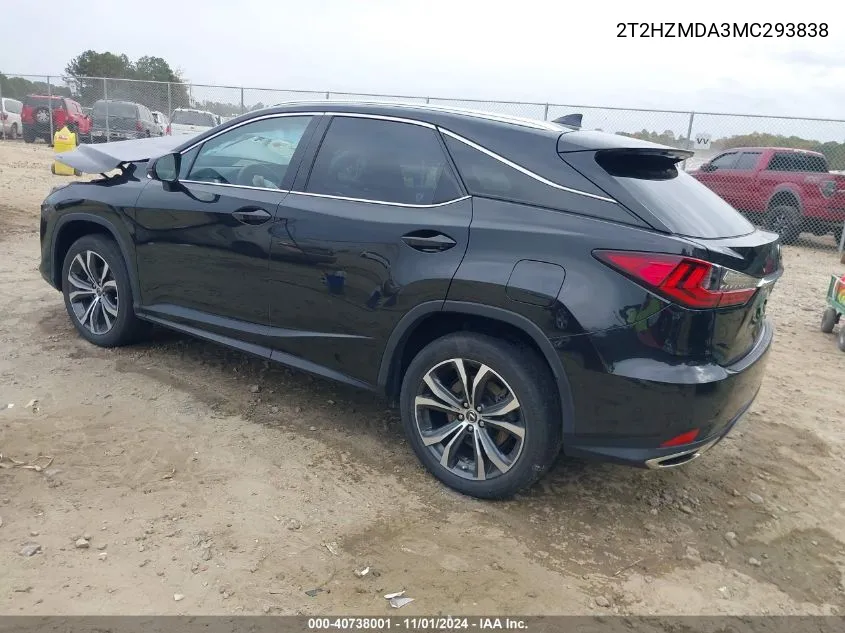 2021 Lexus Rx 350 VIN: 2T2HZMDA3MC293838 Lot: 40738001