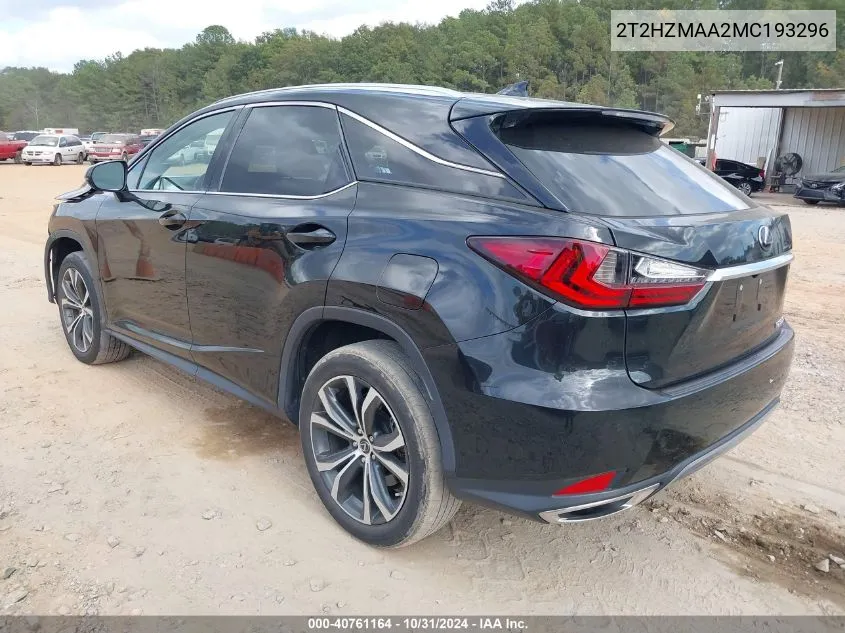 2021 Lexus Rx 350 VIN: 2T2HZMAA2MC193296 Lot: 40761164