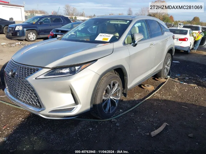 2021 Lexus Rx 350 VIN: 2T2HZMDAXMC281069 Lot: 40763945