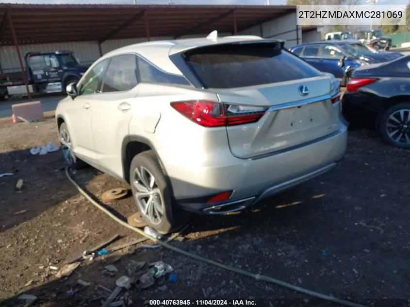 2021 Lexus Rx 350 VIN: 2T2HZMDAXMC281069 Lot: 40763945