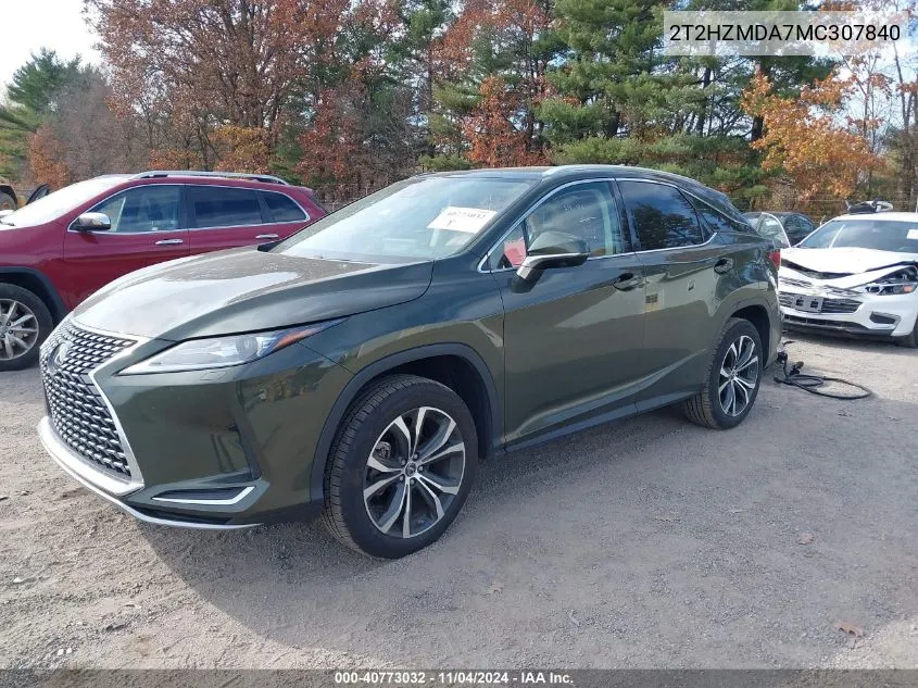 2021 Lexus Rx 350 VIN: 2T2HZMDA7MC307840 Lot: 40773032