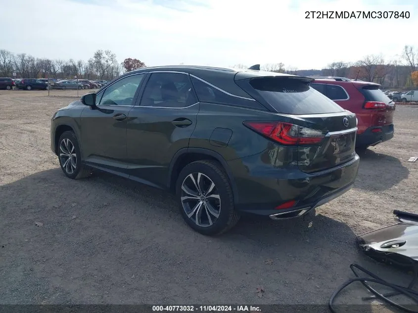 2021 Lexus Rx 350 VIN: 2T2HZMDA7MC307840 Lot: 40773032