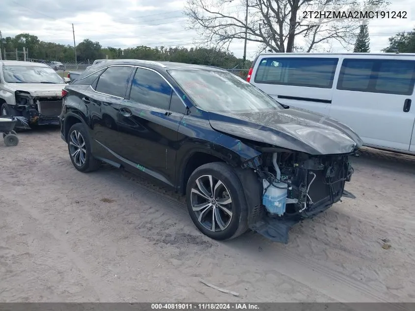 2021 Lexus Rx 350 VIN: 2T2HZMAA2MC191242 Lot: 40819011