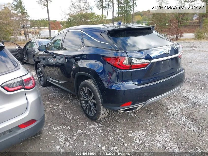 2021 Lexus Rx 350 VIN: 2T2HZMAA5MC204422 Lot: 40865001