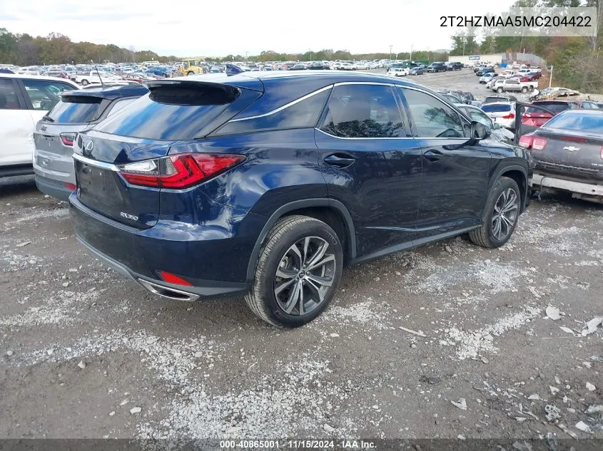 2021 Lexus Rx 350 VIN: 2T2HZMAA5MC204422 Lot: 40865001