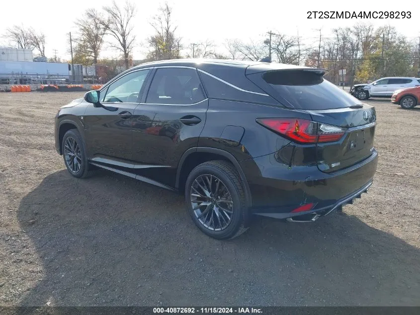 2021 Lexus Rx 350 F Sport Appearance VIN: 2T2SZMDA4MC298293 Lot: 40872692