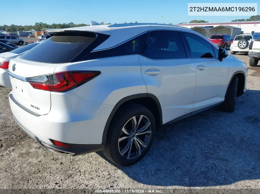 2021 Lexus Rx 350 VIN: 2T2HZMAA6MC196296 Lot: 40888388