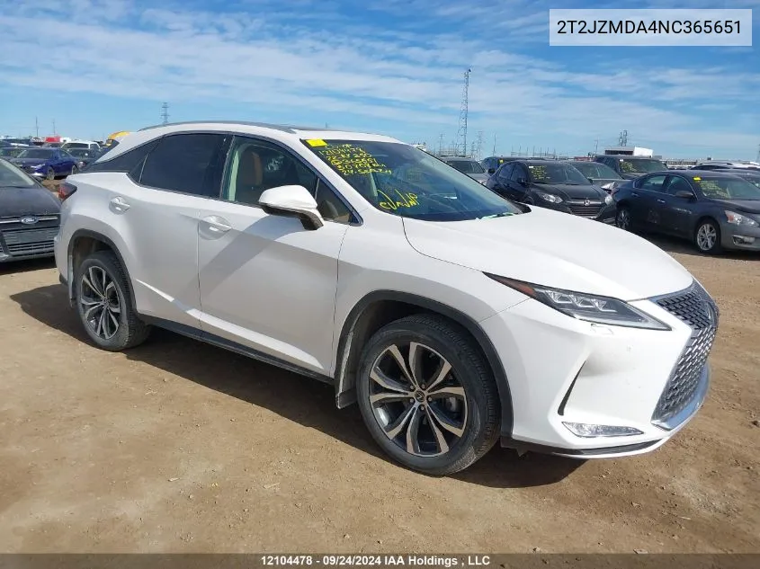 2022 Lexus Rx 350 VIN: 2T2JZMDA4NC365651 Lot: 12104478