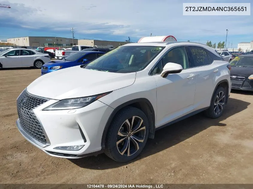 2022 Lexus Rx 350 VIN: 2T2JZMDA4NC365651 Lot: 12104478