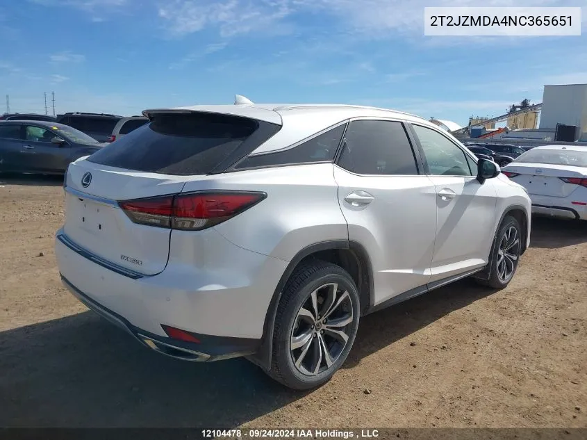 2022 Lexus Rx 350 VIN: 2T2JZMDA4NC365651 Lot: 12104478