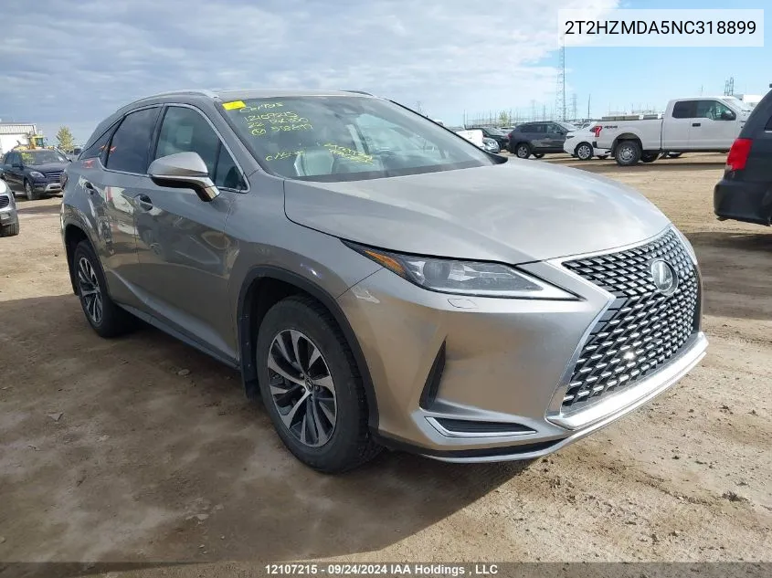 2022 Lexus Rx 350 VIN: 2T2HZMDA5NC318899 Lot: 12107215