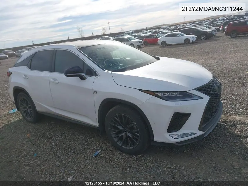 2022 Lexus Rx 350 VIN: 2T2YZMDA9NC311244 Lot: 12123155