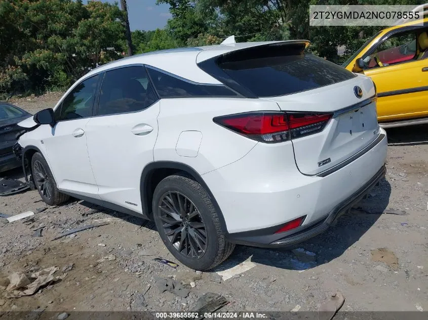 2T2YGMDA2NC078555 2022 Lexus Rx 450H F Sport Handling