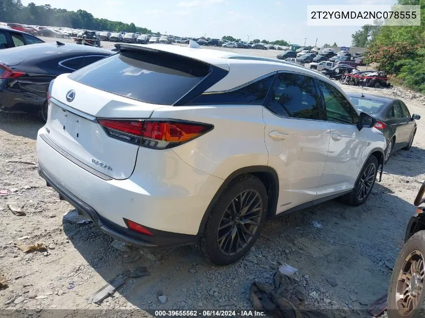 2T2YGMDA2NC078555 2022 Lexus Rx 450H F Sport Handling