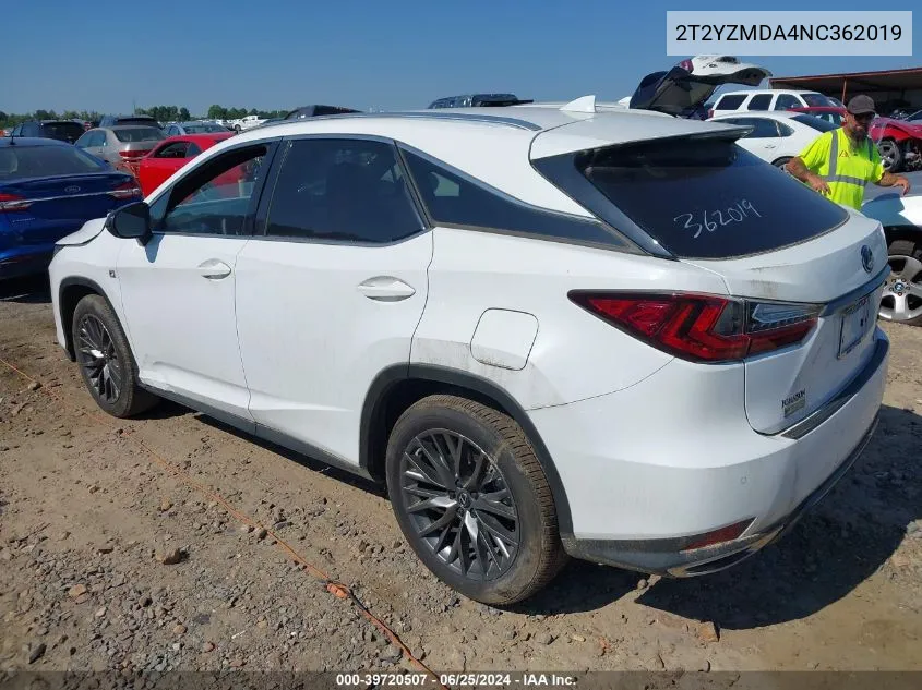 2T2YZMDA4NC362019 2022 Lexus Rx 350 F Sport Handling