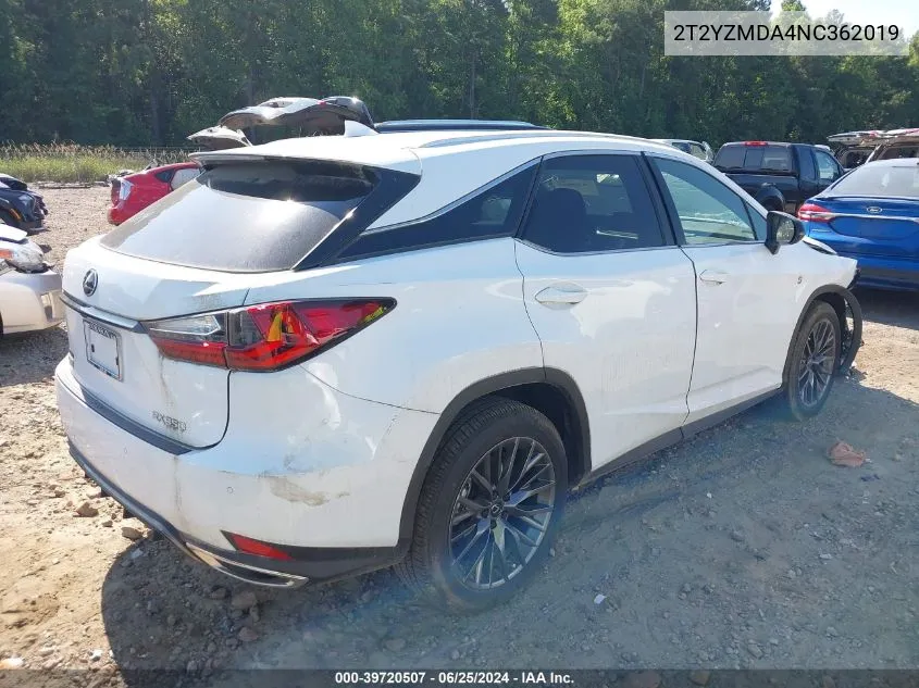 2T2YZMDA4NC362019 2022 Lexus Rx 350 F Sport Handling