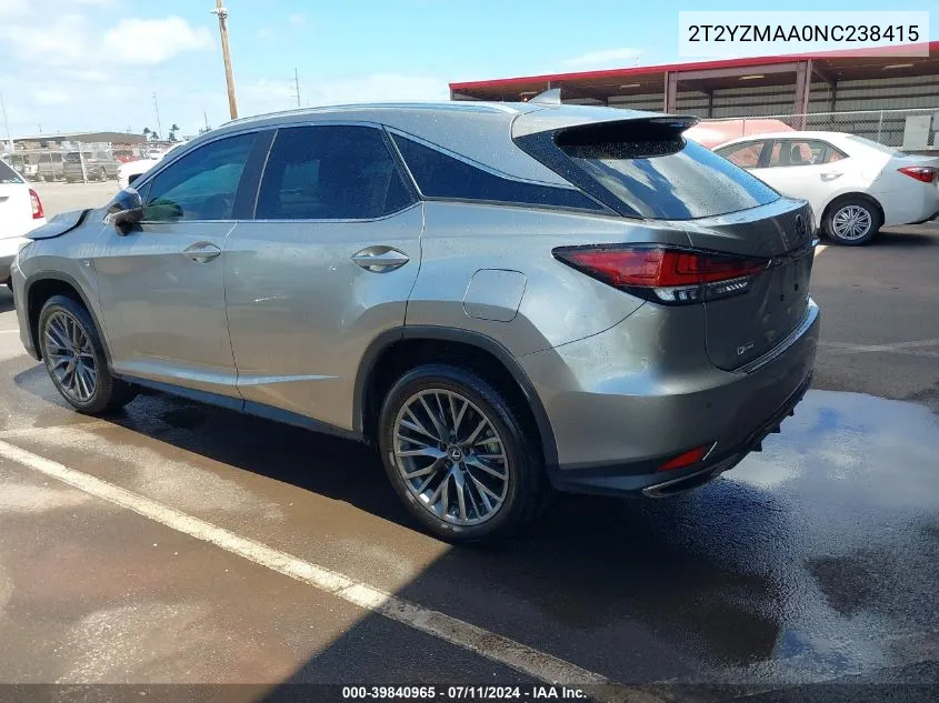 2022 Lexus Rx 350 F Sport Handling VIN: 2T2YZMAA0NC238415 Lot: 39840965